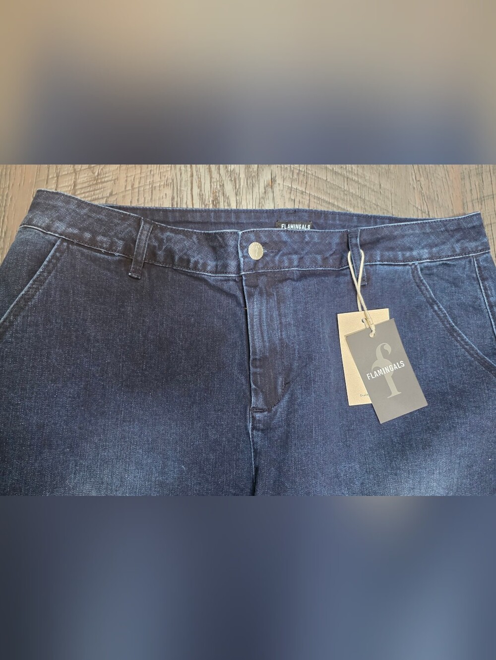 Nwt Women Flamingals Wide Leg Dark Blue Denim Jeans ( Size :3x) - Picture 4 of 8